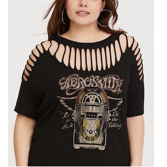 torrid Tops - New Torrid Aerosmith cut out rock graphic t-shirt